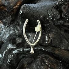 Vintage Sterling Wishbone Brooch Pin Small with Faux Pearl Accent Good Luck for sale  Shipping to South Africa