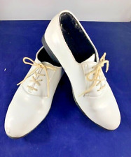 Zapatos de esmoquin blancos para hombre 10M vestido formal imitación charol boda graduación, usado segunda mano  Embacar hacia Argentina