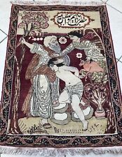 Rare Kirman Kerman Figural Carpet Antique circa 1860 Abraham Ishmael Jews Issac for sale  Shipping to South Africa
