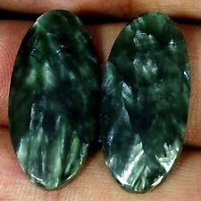 Natural Seraphinite Gemstone 24.40 Cts Loose Oval Cabochon Pair 14X28X4MM for sale  Shipping to South Africa