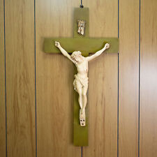 Usado, Crucifijo antiguo de pared cruz madera y yeso arte religioso de colección cristianismo 27" de colección segunda mano  Embacar hacia Argentina