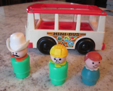 Used, Fisher Price Little People Vintage 1969 White Mini Bus #141 red top 3 people for sale  Shipping to South Africa