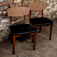 Antique Vintage Pair Of 70s Faux Leather & Teak Wooden Chairs Dining Chairs Mid for sale  Shipping to South Africa