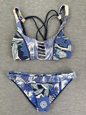 Maaji Swimwear Bikini Set Small Blue Reversible Floral Print trappy Crossback, used for sale  Shipping to South Africa