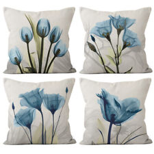 Cushion Cover Set of 1/4 45x45 cm Flowers Tulips Pillow Case for Home Sofa Couch for sale  Shipping to South Africa