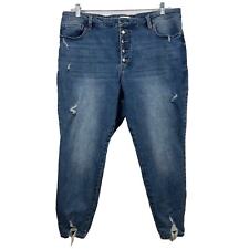 Usado, Calça jeans skinny de tornozelo pistola lavagem leve cintura alta desgastada botão mosca comprar usado  Enviando para Brazil