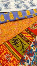 Lote SL10 5 jardas de peças de tecido de algodão puro vintage remanescentes de sari comprar usado  Enviando para Brazil