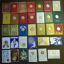 LOT of 33 Franklin Mint Holiday Christmas Bronze Coin Christmas Greeting Cards, used for sale  Brookfield