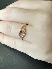 10K Yellow Gold Oval Garnet and Diamond Ring Size 10 for sale  Shipping to South Africa