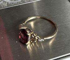 Beautiful HM 9ct Gold 375 Amethyst & Diamonds Ring In Size Q for sale  Shipping to South Africa
