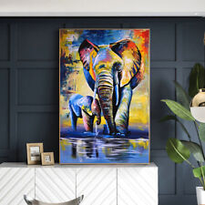 Home office wall Decor art Modern 100%Handmade oil painting on canvas-Elephant for sale  Shipping to Canada