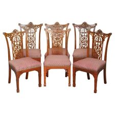 SIX EXQUISITE VINTAGE THOMAS CHIPPENDALE CHINESE PAGODA TOP DINING CHAIRS for sale  Shipping to South Africa