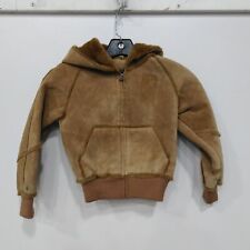 UGG Girls Brown Suede Leather Long Sleeve Full Zip Hoodie Jacket Size 7 for sale  Shipping to South Africa