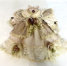 Victorian style 10”peach doll dress Lacey Ruffles Lace Overlay Rosettes Ribbons for sale  Shipping to South Africa