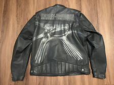 Harley Davidson Mens SKULL Alien Spider Black Leather Jacket Sz XL Rare, used for sale  Dayton