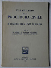 (PRL) ANTIQUE BOOK RARO 1951 LIBRO FORMULARIO PROCEDURA CIVILE LEGGE RIFORMA RAR usato  Parma