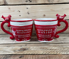 Conjunto de 2 canecas Boston Warehouse Trading Winter Wishes figura 3D 18 oz copo pássaro vermelho comprar usado  Enviando para Brazil