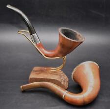2 LARGE ANTIQUE /VINTAGE CALABASH MEERSCHAUM SHERLOCK HOLMES PIPES HALLMARK 1912 for sale  Shipping to South Africa