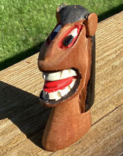 Arte folclórica vintage 3” esculpida e pintada cabeça de cavalo caprichosa de madeira comprar usado  Enviando para Brazil