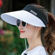 Usado, Chapéu de praia feminino viseira solar verão aba larga ajustável proteção UV feminino comprar usado  Enviando para Brazil