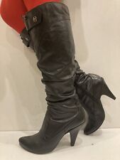 Gorgeous Bronx Knee High UK5 Black Leather High Heeled Boots VGC for sale  Shipping to South Africa