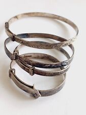 FOUR VINTAGE HALLMARKED & STERLING SILVER EXPANDABLE BANGLES 23.6g for sale  Shipping to South Africa