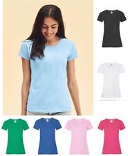 Used, fruit of the loom t shirts womens Ladies Plain Coloured Cotton Fitted Tee Shirt  for sale  BARRY