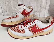 2005 Nike Air Force 1 Low Woven White Varsity Red 309096-161 Mens 13 Needs Resto for sale  Shipping to South Africa