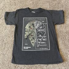 Camiseta Star Wars Millennium Falcon masculina cinza estampa média esquemática comprar usado  Enviando para Brazil