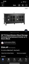 Consola de almacenamiento de madera moderna con soporte de TV de 50" centro de entretenimiento con 2 puertas negro segunda mano  Embacar hacia Mexico