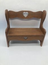 Large Vintage Handmade Wooden Bench Chair W/ Carved Heart Back For 16-18" Doll comprar usado  Enviando para Brazil