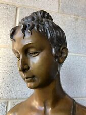 Art Deco Lady Bust Bronze Sculpture Figurine Vintage MCM Nouveau for sale  Shipping to South Africa