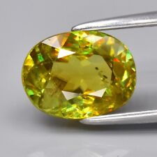 1.44ct 8x6.2mm Oval Natural Yellowish Green Sphene Gemstone, Adamantine Luster for sale  Shipping to South Africa