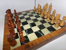 Tablero grande de madera vintage de 14"" x 14"" con juego de ajedrez segunda mano  Embacar hacia Argentina