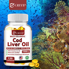 Wild Icelandic Cod Liver Oil -Omega-3 EPA, DHA -for Heart, Brain & Vision Health for sale  Shipping to South Africa