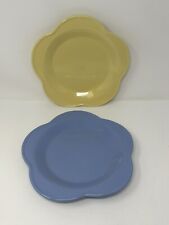 Used, Roseville Spongeware  Blue, Yellow 10” Scalloped Dinner Plates Henn Pottery Ohio for sale  Shipping to South Africa