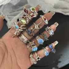 Anillos de cristal Y2K anillo ajustable corazón anillo vintage nuevo moda joyería segunda mano  Embacar hacia Argentina