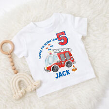 Usado, Camiseta ou bodysuit personalizado de aniversário Fire Engine/camiseta Firetruck QUALQUER IDADE comprar usado  Enviando para Brazil