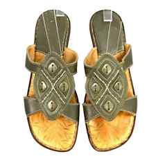 Tsonga Kitten Heel Olive Green Embellished Leather Artsy Sandal Sz 9, used for sale  Shipping to South Africa
