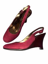Used, UK Size 4.5 US 7M Red Wedge Sling back Shoes By Anne Klein for sale  Shipping to South Africa