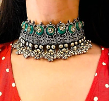 Ethnic Vintage Bollywood Style Silver Oxidized Choker Necklaces Indian Jewelry for sale  Shipping to South Africa