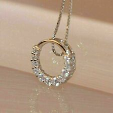 Colar pingente feminino círculo diamante corte redondo 2 quilates VVS1 acabamento ouro amarelo 14K comprar usado  Enviando para Brazil