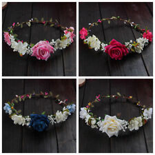 Guirlanda feminina de cabelo floral coroa floral rosa boho casamento coroa floral comprar usado  Enviando para Brazil