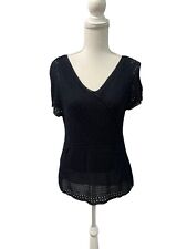 Emma James by Liz Claiborne Open Crochet Knit w/Base Layer Tank Short Sleeve Top for sale  Shipping to South Africa