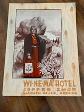 VINTAGE WI-NE-MA HOTEL COFFEE SHOP MENU COVER & PLACEMAT • KLAMATH FALLS, OREGON for sale  Shipping to South Africa