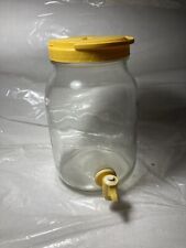 Glass Beverage Dispenser Jar With  Yellow Lid And Handle Vintage Rare for sale  Shipping to South Africa