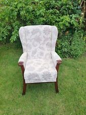 Queen Anne Cottage Fireside Chair -floral Golden Brown Weave Effect Fabric  tweedehands  verschepen naar Netherlands