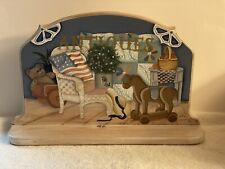 Wall Hanging Knotty Pine Wood Shelf Hand Painted Antiques Theme Signed 1993, used for sale  Shipping to South Africa