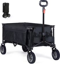 Trolley on Wheels, Folding Wagon Camping Cart Heavy Duty (Black) for sale  Shipping to South Africa