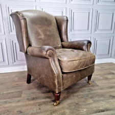 Laura Ashley Southwold Green Leather Wingback Reclining Armchair Recliner for sale  Shipping to South Africa